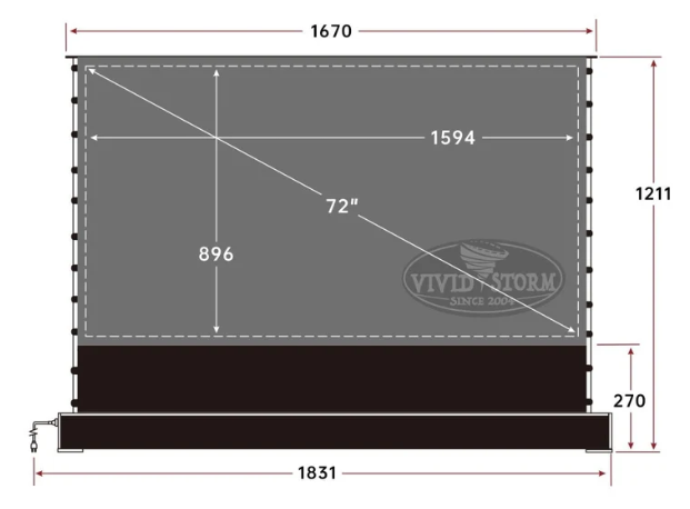 72-inch Vividstorm S PRO P dimensional diagram